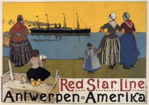 Red Star Line by Henri Cassiers 1899 Vintage Travel Poster Belgium